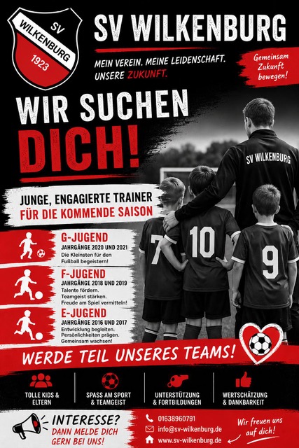 Wir suchen dich: Werde Jugendtrainer beim SV Wilkenburg! 1 trainer gesucht wilkenburg
